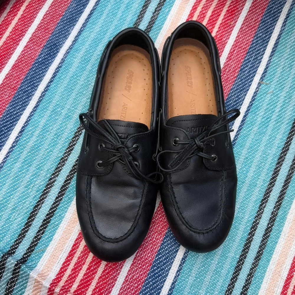 Sperry x Aritzia $120 Women's Slim Boat Shoe Flat Heel in Black Sz 8 - Picture 7 of 10